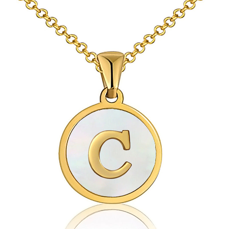 Fashion Letter Stainless Steel Plating Shell Pendant Necklace