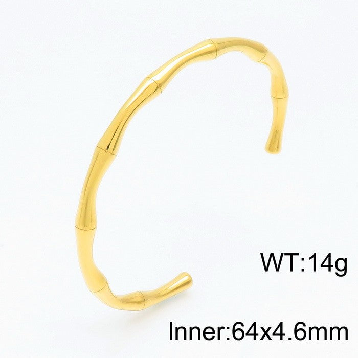 Simple Style C Shape Bamboo Stainless Steel Plating Gold Plated Bangle