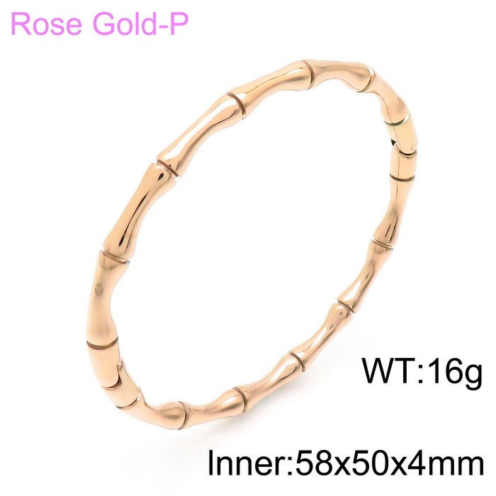 Simple Style C Shape Bamboo Stainless Steel Plating Gold Plated Bangle