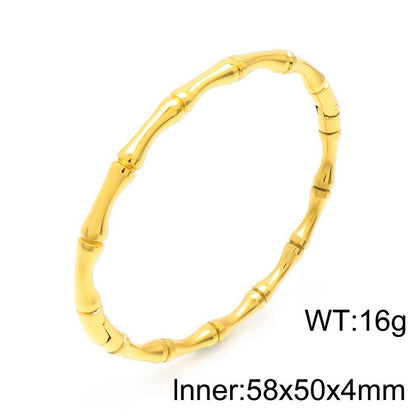 Simple Style C Shape Bamboo Stainless Steel Plating Gold Plated Bangle