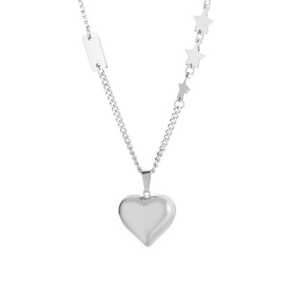 Fashion Star Heart Shape Titanium Steel Plating Pendant Necklace 1 Piece