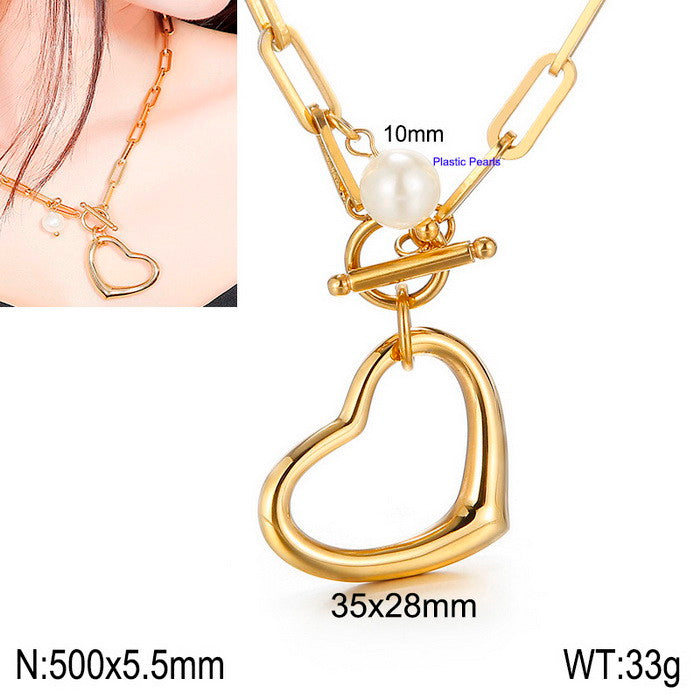 Fashion Star Heart Shape Titanium Steel Plating Pendant Necklace 1 Piece