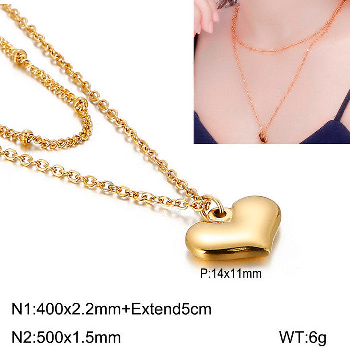 Fashion Star Heart Shape Titanium Steel Plating Pendant Necklace 1 Piece