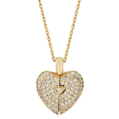 Fashion Heart Shape Titanium Steel Inlay Artificial Diamond Pendant Necklace 1 Piece