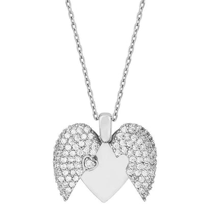 Fashion Heart Shape Titanium Steel Inlay Artificial Diamond Pendant Necklace 1 Piece