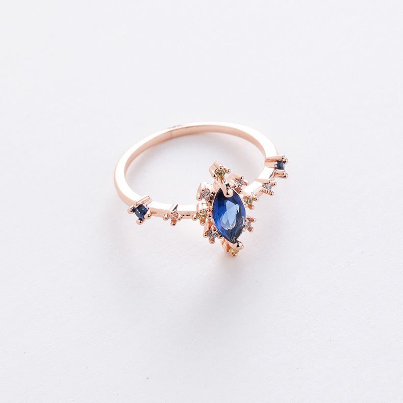 Fashion Heart Shape Copper Plating Inlay Zircon Rings 1 Piece