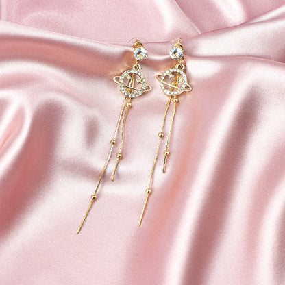 1 Pair Fashion Heart Shape Alloy Tassel Inlay Artificial Gemstones Women's Drop Earrings