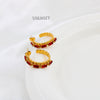 Fashion Square Stainless Steel Inlay Zircon Hoop Earrings 1 Pair