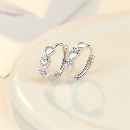 1 Pair Fashion Heart Shape Polishing Plating Inlay Copper Zircon White Gold Plated Earrings