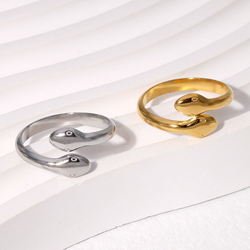 Simple Style Snake Stainless Steel Open Rings