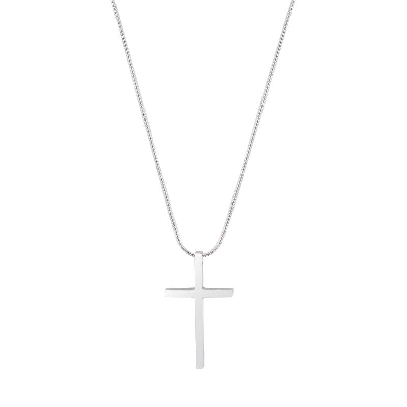 Simple Style Cross Titanium Steel Polishing Pendant Necklace 1 Piece