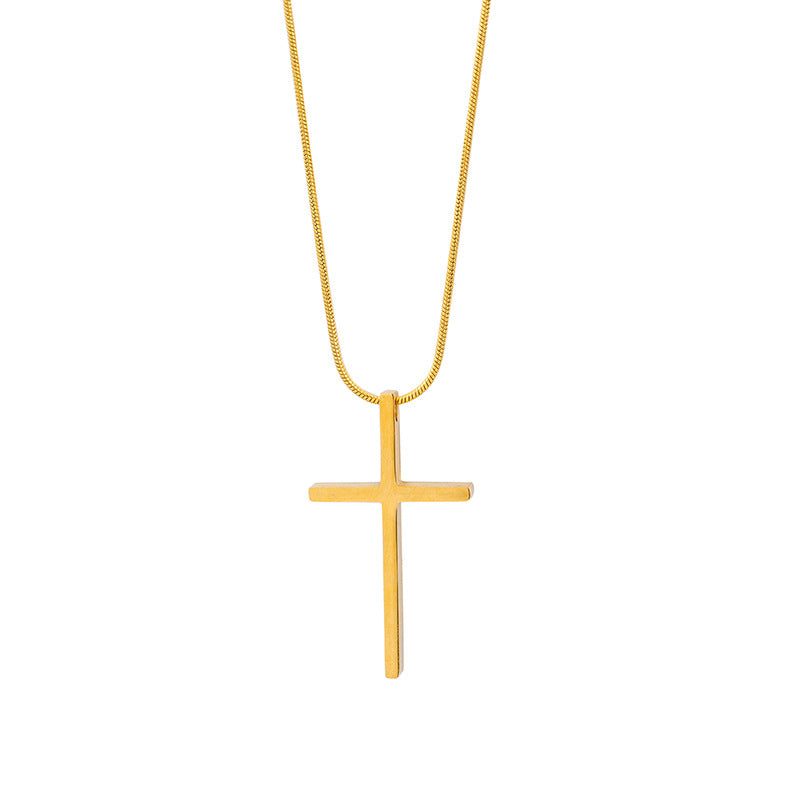 Simple Style Cross Titanium Steel Polishing Pendant Necklace 1 Piece