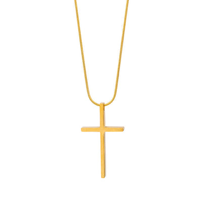 Simple Style Cross Titanium Steel Polishing Pendant Necklace 1 Piece