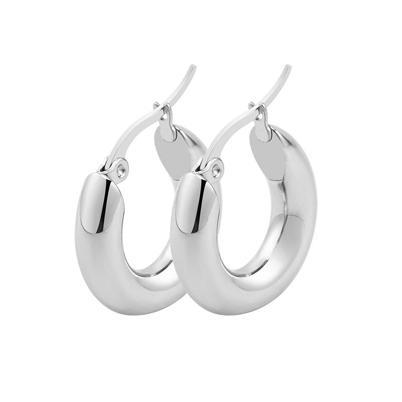 Fashion Circle Titanium Steel Plating Hoop Earrings 1 Pair