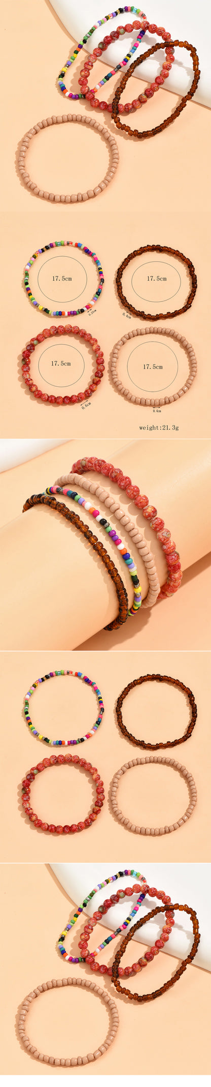 Wholesale Jewelry Simple Style Round Glass Bead Seed Bead Beaded Bracelets