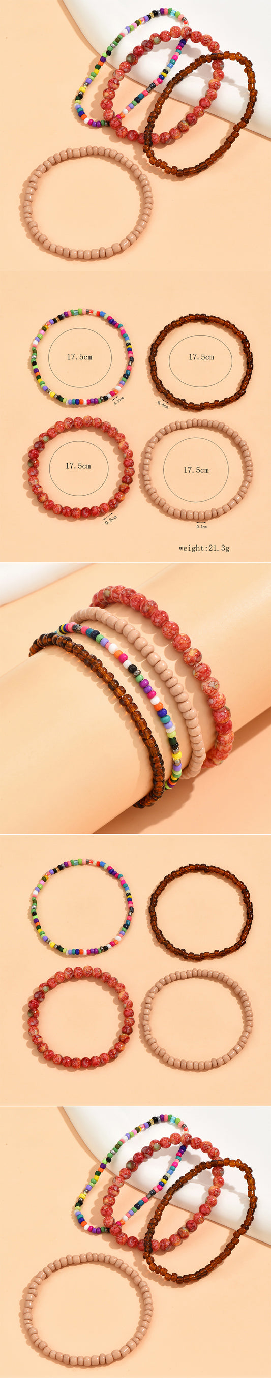 Wholesale Jewelry Simple Style Round Glass Bead Seed Bead Beaded Bracelets