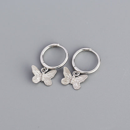 Fashion Butterfly Sterling Silver Drop Earrings 1 Pair