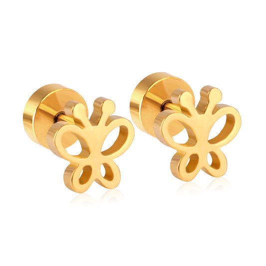 Simple Style Butterfly Stainless Steel Plating Ear Studs 1 Pair