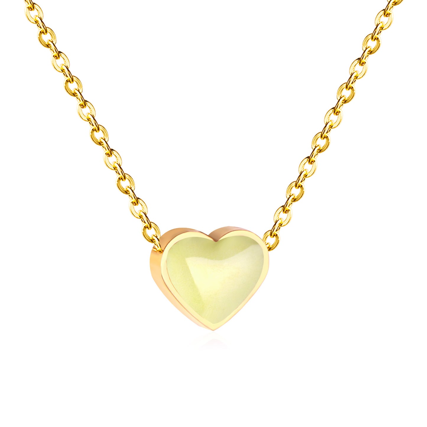 Sweet Heart Shape Stainless Steel Titanium Steel Enamel Plating Pendant Necklace 1 Piece