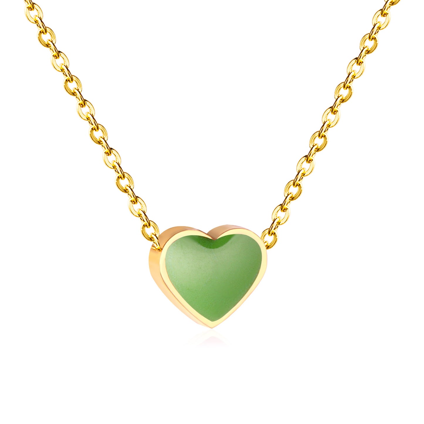 Sweet Heart Shape Stainless Steel Titanium Steel Enamel Plating Pendant Necklace 1 Piece