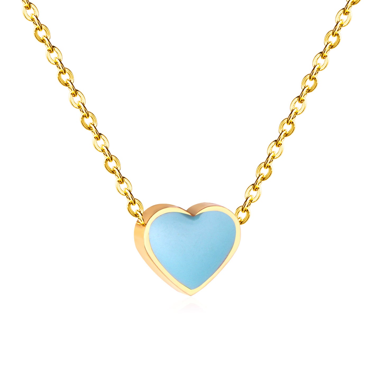 Sweet Heart Shape Stainless Steel Titanium Steel Enamel Plating Pendant Necklace 1 Piece