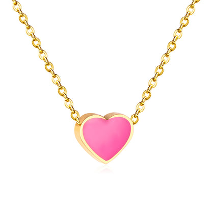 Sweet Heart Shape Stainless Steel Titanium Steel Enamel Plating Pendant Necklace 1 Piece