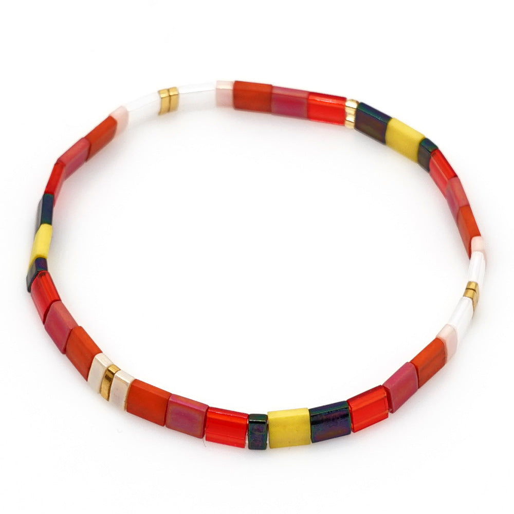 1 Piece Casual Geometric Glass Bead Knitting Women's Bracelets