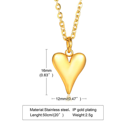 Simple Style Heart Shape Stainless Steel Titanium Steel Plating Pendant Necklace 1 Piece