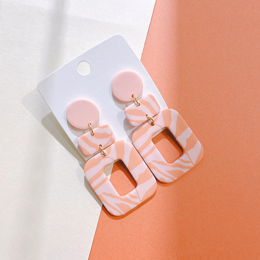 1 Pair Retro Color Block Soft Clay Women's Earrings