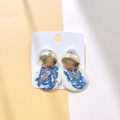 1 Pair Original Design Stripe Soft Clay Drop Earrings