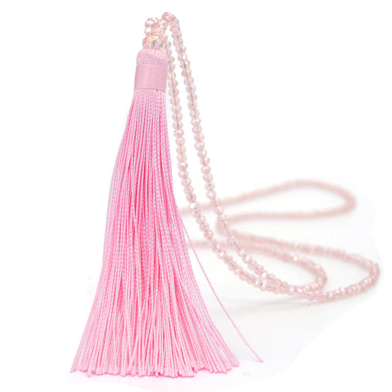 Ethnic Style Tassel Artificial Crystal Beaded Women's Sweater Chain