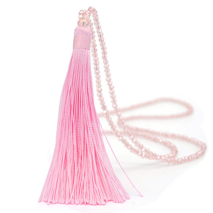 Fashion Solid Color Silk Thread Tassel Silk Thread Beaded Women's Sweater Chain