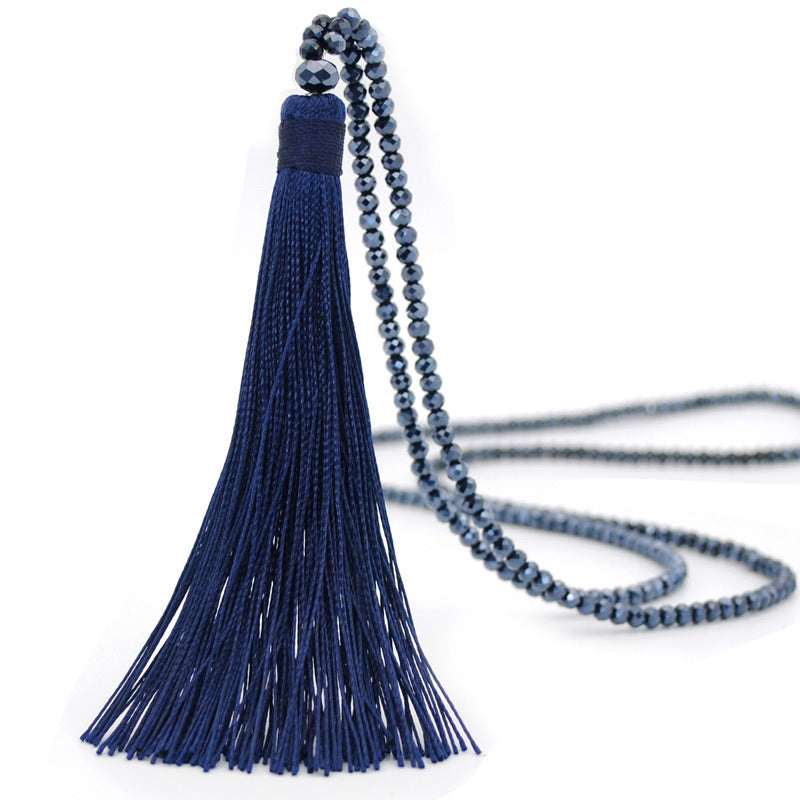 Ethnic Style Tassel Artificial Crystal Beaded Women's Sweater Chain