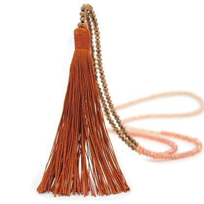 Ethnic Style Tassel Artificial Crystal Beaded Women's Sweater Chain