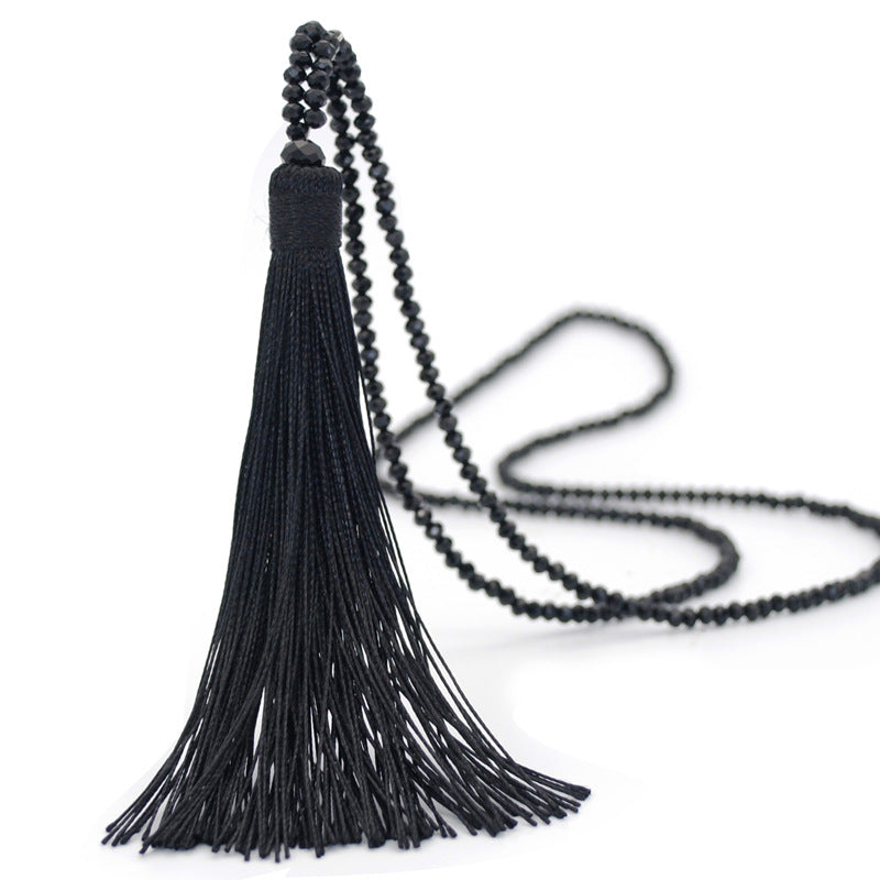 Ethnic Style Tassel Artificial Crystal Beaded Women's Sweater Chain