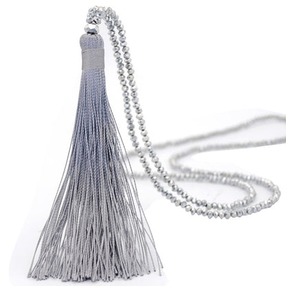 Ethnic Style Tassel Artificial Crystal Beaded Women's Sweater Chain