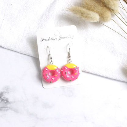 1 Pair Cartoon Style Donuts Plastic Resin Women's Drop Earrings