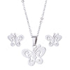 Fashion Butterfly Stainless Steel Hollow Out Jewelry Set 1 Set