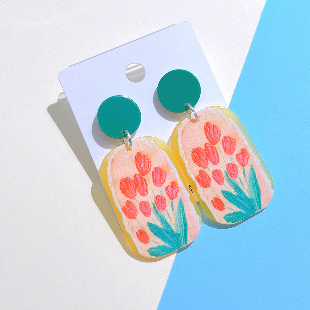 1 Pair Fashion Flower Arylic Women's Drop Earrings