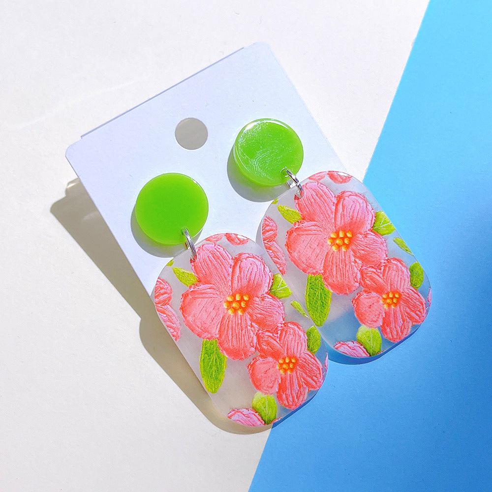 1 Pair Fashion Flower Arylic Women's Drop Earrings