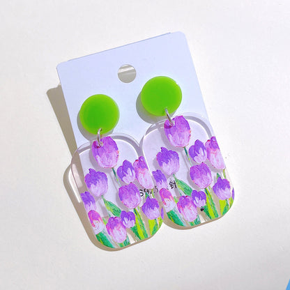 1 Pair Fashion Flower Arylic Women's Drop Earrings