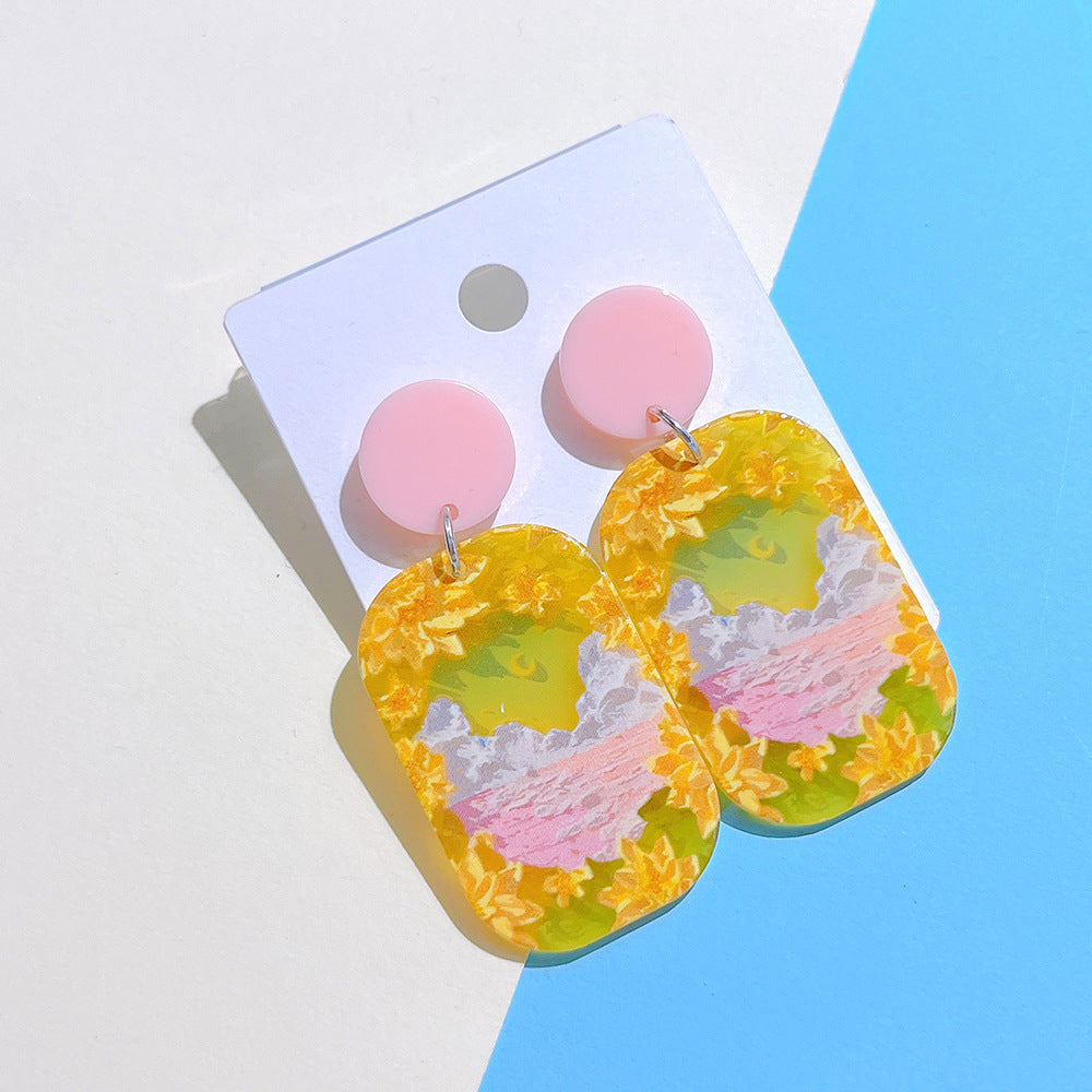 1 Pair Fashion Flower Arylic Women's Drop Earrings