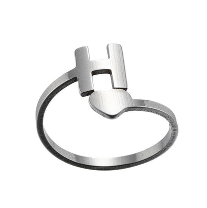 1 Piece Fashion Letter Titanium Steel Plating Open Ring