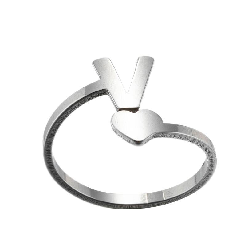 1 Piece Fashion Letter Titanium Steel Plating Open Ring