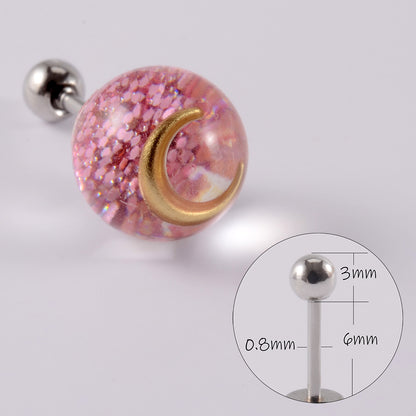 1 Piece Simple Style Moon Bow Knot 304 Stainless Steel Resin Copper Ear Studs