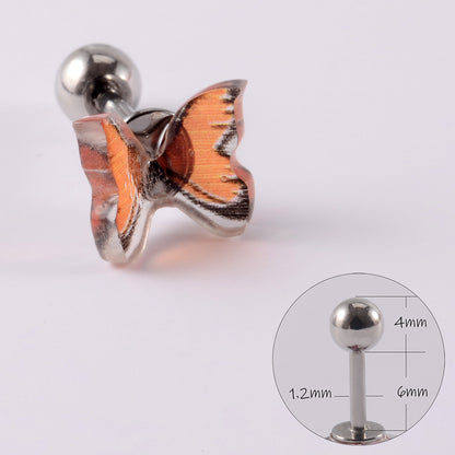 1 Piece Simple Style Moon Bow Knot 304 Stainless Steel Resin Copper Ear Studs