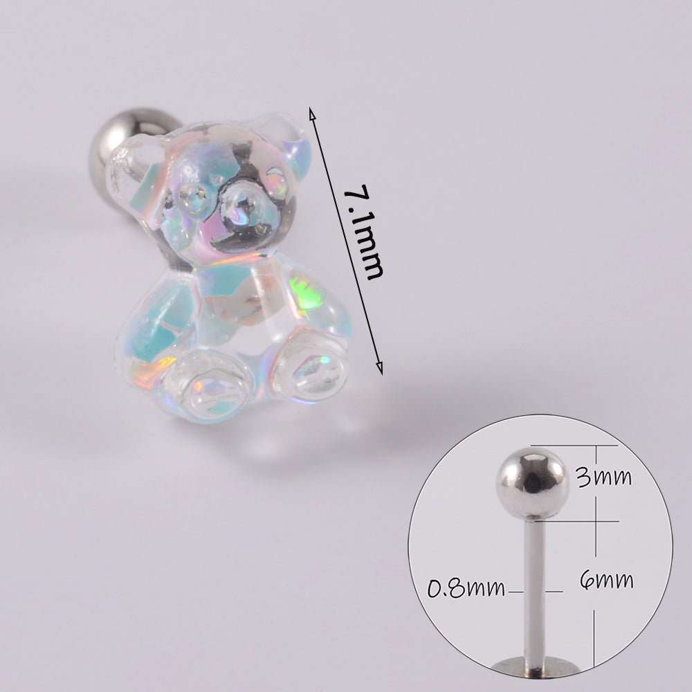 1 Piece Simple Style Moon Bow Knot 304 Stainless Steel Resin Copper Ear Studs