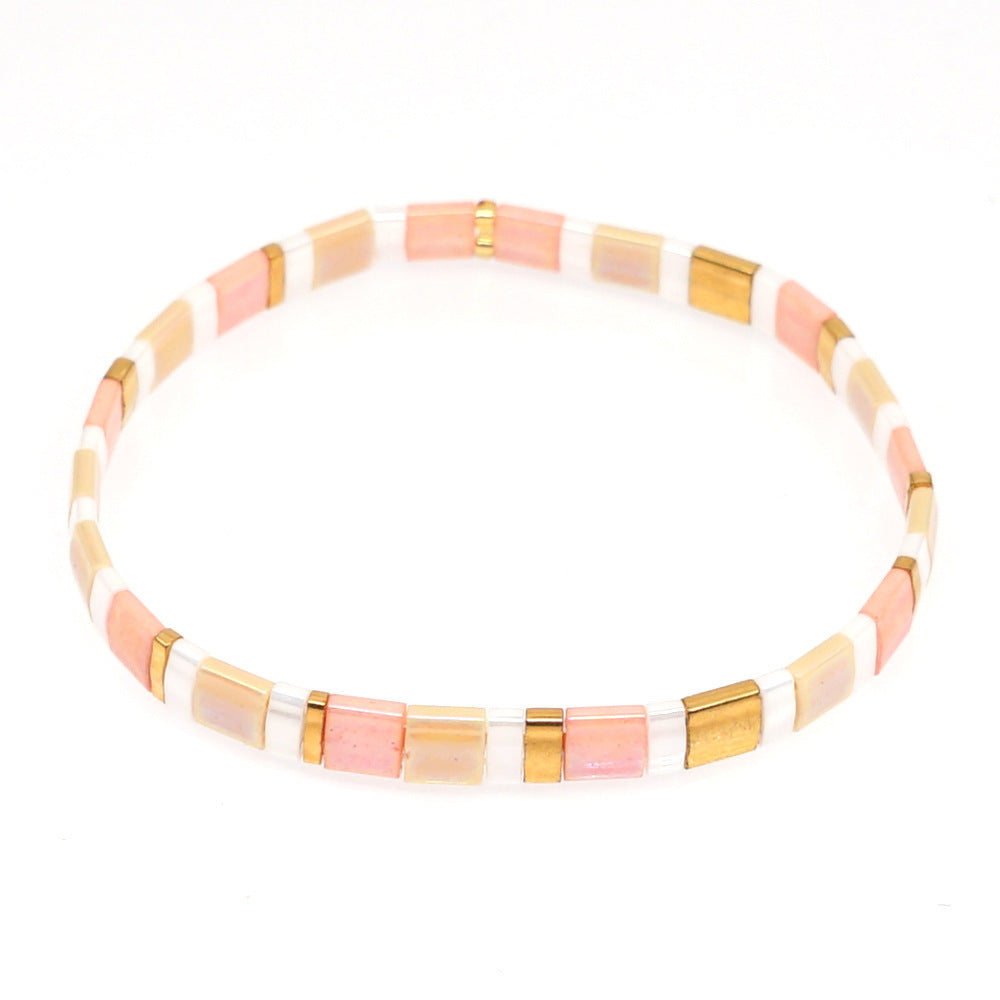 1 Piece Casual Geometric Glass Bead Knitting Women's Bracelets