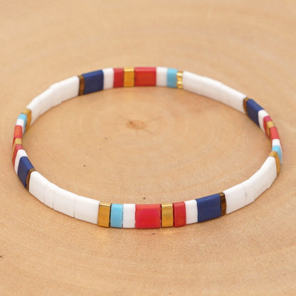 1 Piece Casual Geometric Glass Bead Knitting Women's Bracelets