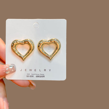 1 Pair Fashion C Shape Square Heart Shape Alloy Earrings